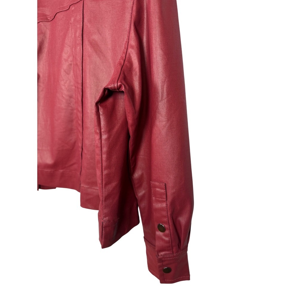 KUT from the Kloth Remy Jacket, Faux Red Leather Jacket, Relaxed Fit, Size Small - Picture 7 of 9